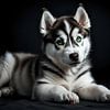 Chien | Chiot Husky aux yeux verts sur Art Twist by M