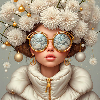 A fine art portrait of a young woman in a wintry Christmas setting.
