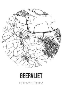 Geervliet (Zuid-Holland) | Landkaart | Zwart-wit van MijnStadsPoster