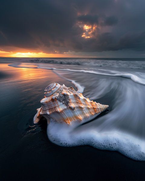 Leuchtende Muschel im Abendrot von fernlichtsicht