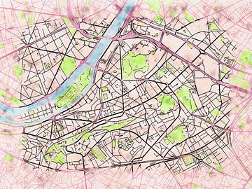 Kaart van Issy-les-Moulineaux in de stijl 'Soothing Spring' van Maporia