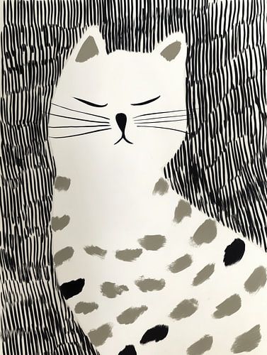 Ruhige Katze im grafischen Stil