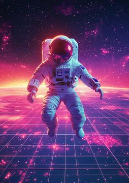 Astronaut in synthwave space van Liv ter Riet