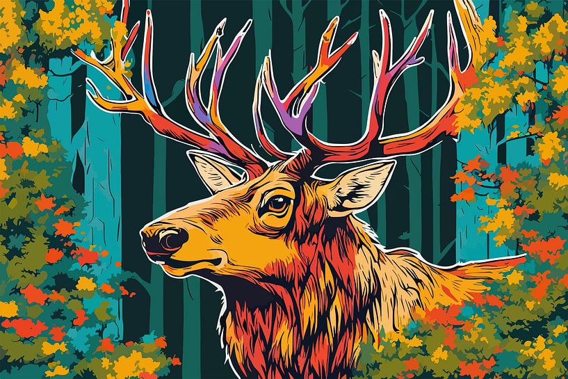 Majesté colorée - Série Pop Art Elk par SOTA ArtSign