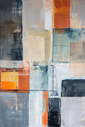 Abstract geometrisch schilderij met vierkanten en kleuren