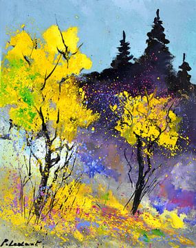 Twee gele bomen van pol ledent