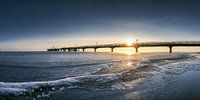 Winter beach in Scharbeutz at the Baltic Sea with pier