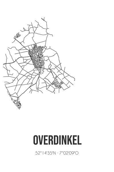Overdinkel (Overijssel) | Landkaart | Zwart-wit van Stad & Wand