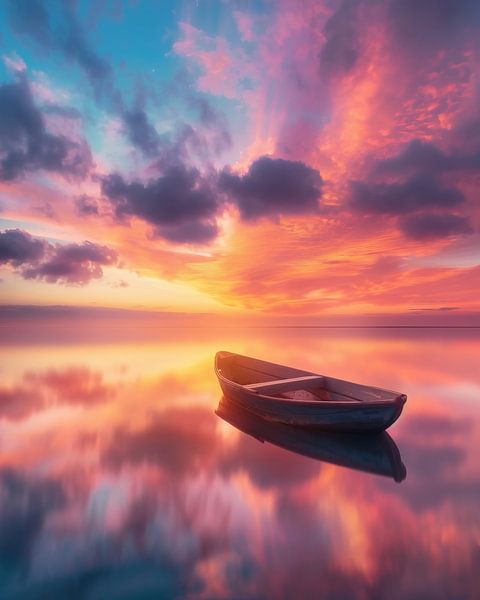Boot auf Spiegelsee von fernlichtsicht