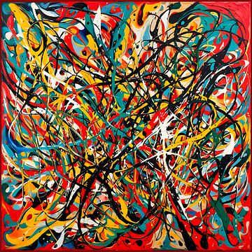 Abstracte Expressie - Een Hommage aan Jackson Pollock van Zebra404 - Art Parts