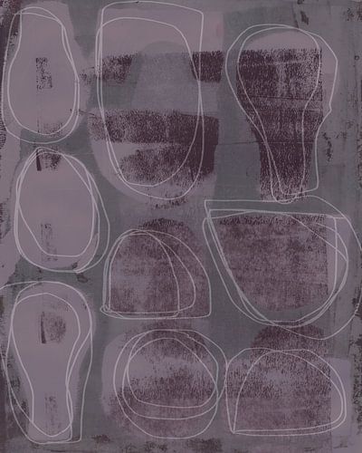 Formes et lignes organiques abstraites modernes dans les couleurs taupe et bruyère foncée.