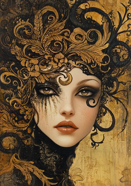 Elegante Dame in Gold von ARTEO Gemälde