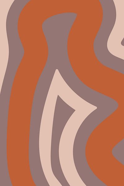 Retro Flowy Lines. Minimalist Abstract Art in Pink, Terra and Purple no. 7 by Dina Dankers