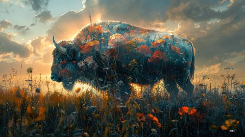 multiple exposure tussen dier en natuur