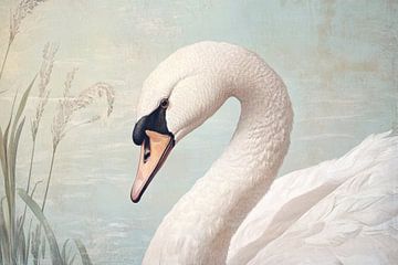 Zwaan in Sereniteit Natuurlijke Elegantie aan het Water van Eva Lee