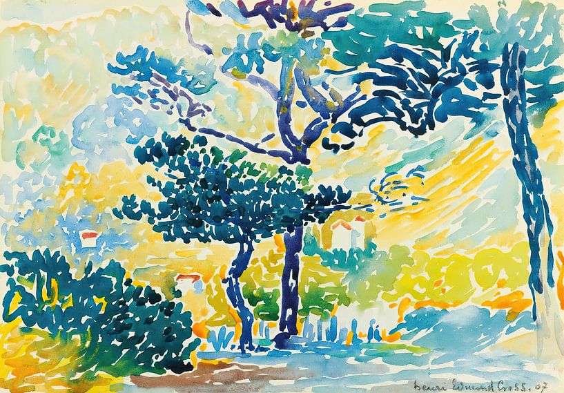 Henri-Edmond Cross - Provençaals landschap (1907) van Peter Balan