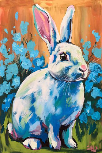 Kleurrijk konijn met bloemen