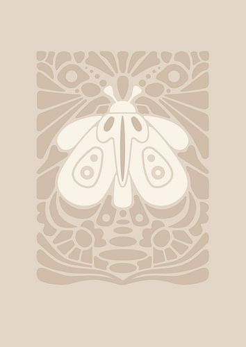 Graphic art Night Butterfly - Beige 2.0 - Wall gallery - Japandi - Abstract