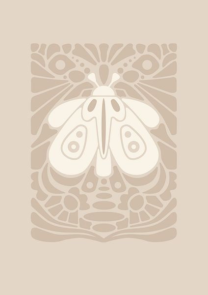 Graphic art Night Butterfly - Beige 2.0 - Wall gallery - Japandi - Abstract by Digital Art Lover