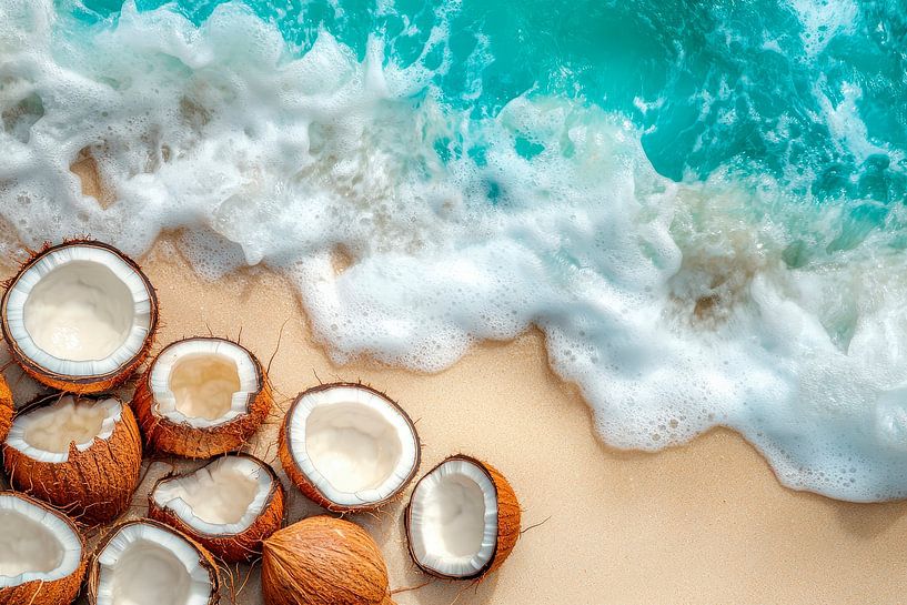 Coconuts on the beach - the sound of the sea by Poster Art Shop