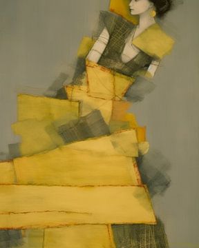 Porträt "Gelbes Colourblocking" von Carla Van Iersel