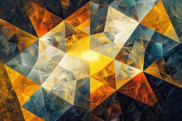 Modern abstract geometrisch kunstwerk in goud tinten van Vlindertuin-Art