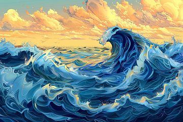 painting Japan wave abstract by Egon Zitter