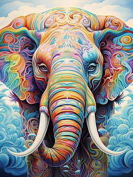 Psychedelische olifant van Wall Wonder