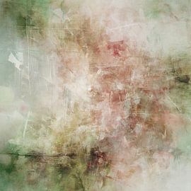 Abstract in earthy shades of green, brown, red, and white 2
