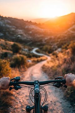 Fietsen bij zonsondergang van Poster Art Shop