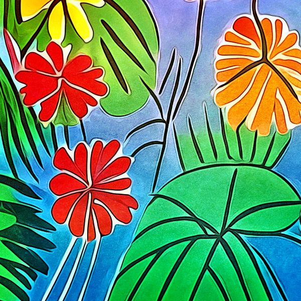 Bloemkleur geïnspireerd op matisse van zam art