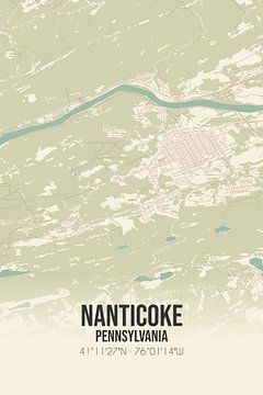 Vintage landkaart van Nanticoke (Pennsylvania), USA. van Rezona