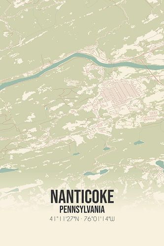 Alte Karte von Nanticoke (Pennsylvania), USA.