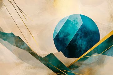 Abstract blue-green circle with lines by Poster Art Shop