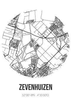 Zevenhuizen (Zuid-Holland) | Landkaart | Zwart-wit van Rezona