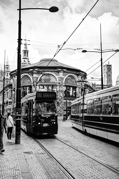 Innere Stadt von Den Haag Niederlande Schwarz und Weiß von Hendrik-Jan Kornelis