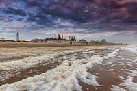 Storm op het strand van Noordwijk