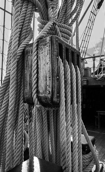 Ship ropes black and white by Deborah Van vliet