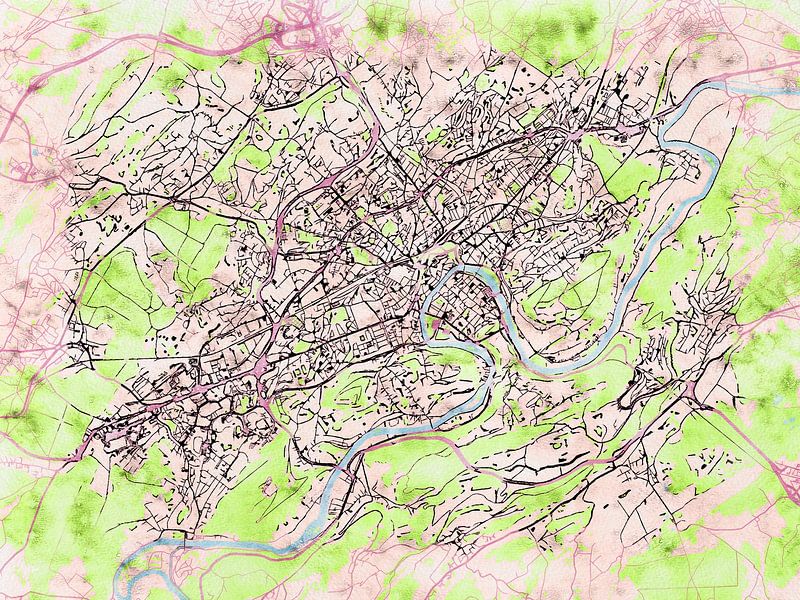 Carte de Besançon avec le style 'Soothing Spring' par Maporia