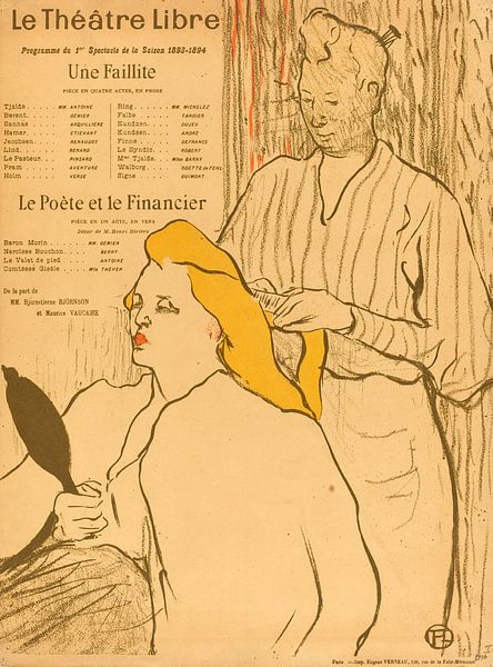 De Kapper, Programma voor de Theatre Libre, Henri de Toulouse-Lautrec van Liszt Collection