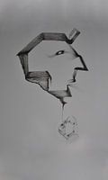 Surrealistisch en profil portret, man