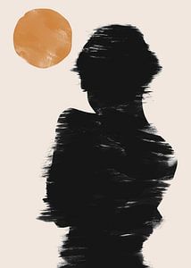 Silhouet van een vrouw met zon