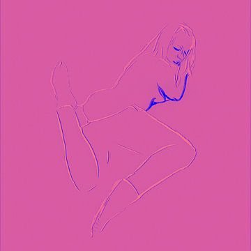 Naakte vrouw digitale tekening schilderij verleidelijke sensuele aanlokkelijke erotische aantrekkelijke liggende luierende begeerlijke mooie dame lekker wijf van VenVision Art