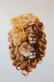 Königliche Ruhe - Löwen mit Blumenkrone