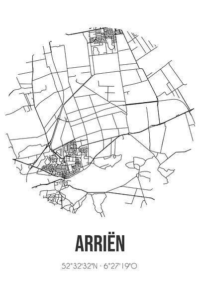Arriën (Overijssel) | Landkaart | Zwart-wit van Stad & Wand