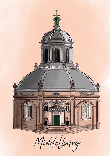 Drawing of the Oostkerk in Middelburg