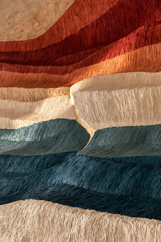 Peinture abstraite « Terracotta Bleu » : Des couches qui se brisent doucement