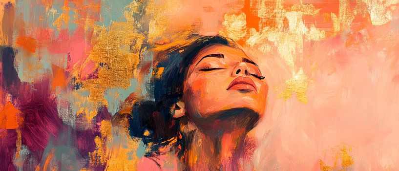 Kleurrijke vrouw - expressief en levendig van Poster Art Shop
