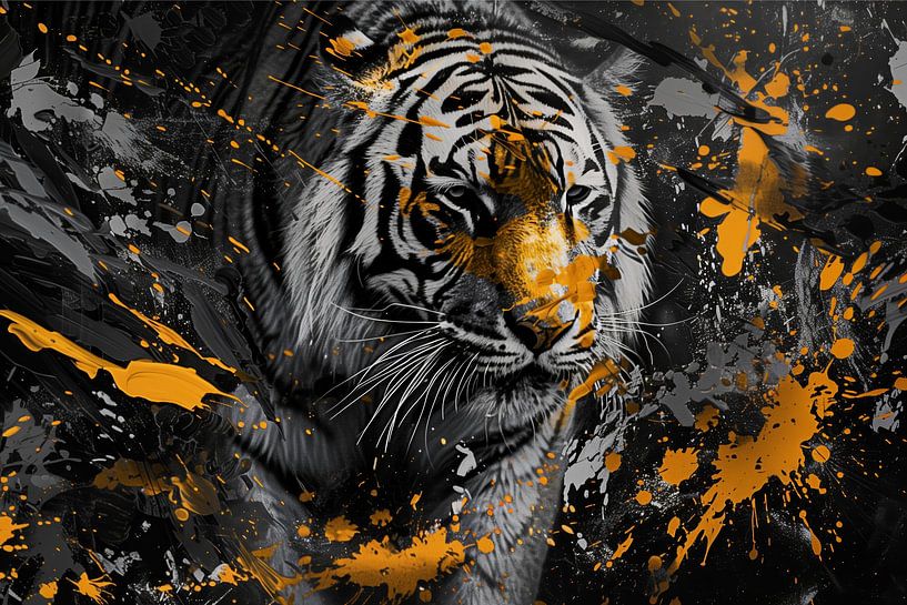 Tiger in schwarzweiß und gold von ARTemberaubend