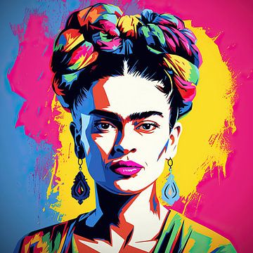 Porträt Frida - Frida Pop Art von De Mooiste Kunst